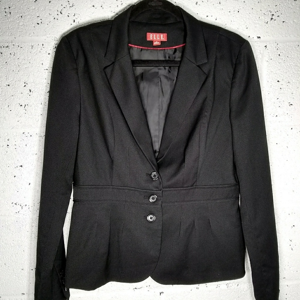 Elle Size 12  Black Pinstripe Peplum Blazer Jacket